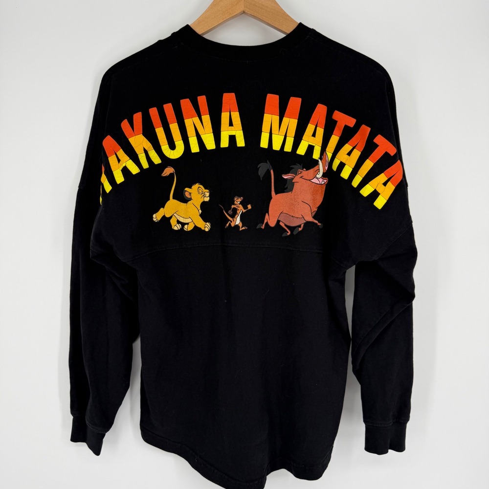 Disney Parks Women XS Spirit Jersey Lion King Hakuna Matata Black Long Sleeve